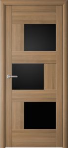 Межкомнатная дверь Двери оптом Стокгольм кипарис янтарный черное стекло
