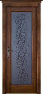 Межкомнатная дверь "Ока" Витраж (Античный орех)