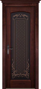 Межкомнатная дверь "Ока" Витраж махагон