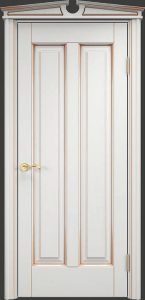 Межкомнатная дверь Поставский мебельный центр ОЛ102 (Белый грунт , патина золото)