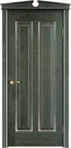 Межкомнатная дверь Поставский мебельный центр ОЛ102 (Зеленый , патина , серебро микрано)