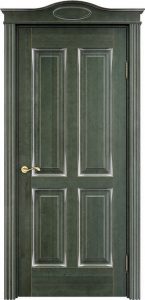 Межкомнатная дверь Поставский мебельный центр ОЛ15 (Зеленый , патина серебро , микрано)