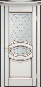 Межкомнатная дверь Поставский мебельный центр ОЛ26 (Белый грунт , патина орех)