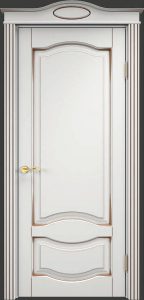 Межкомнатная дверь Поставский мебельный центр ОЛ33 (Белый грунт , патина орех)