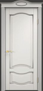 Межкомнатная дверь Поставский мебельный центр ОЛ33 (Белый грунт , патина серебро , микрано)