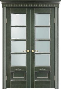 Межкомнатная дверь Поставский мебельный центр ОЛ44 (Зеленый , патина , серебро микрано)