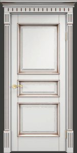 Межкомнатная дверь Поставский мебельный центр ОЛ5 (Белый грунт , патина орех)