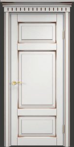Межкомнатная дверь Поставский мебельный центр ОЛ55 (Белый грунт , патина орех)