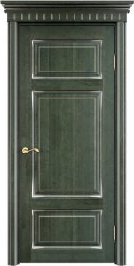 Межкомнатная дверь Поставский мебельный центр ОЛ55 (Зеленый , патина серебро , микрано)