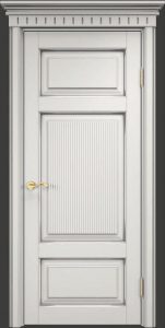Межкомнатная дверь Поставский мебельный центр ОЛ55А (Белый грунт , патина серебро , микрано)
