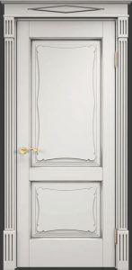 Межкомнатная дверь Поставский мебельный центр ОЛ6.2 (Белый грунт , патина серебро , микрано)
