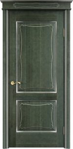 Межкомнатная дверь Поставский мебельный центр ОЛ6.2 (Зеленый , патина серебро , микрано)