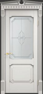 Межкомнатная дверь Поставский мебельный центр ОЛ7.2 (Белый грунт , патина серебро)