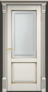 Межкомнатная дверь Поставский мебельный центр Ш112 (Эмаль слоновая кость , патина орех)